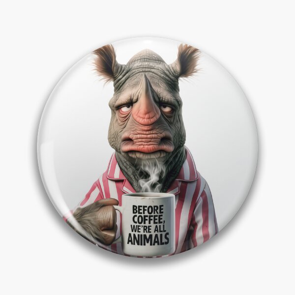 Item preview, Before Coffee We’re All Animals – Grumpy Rhinoceros designed and sold by AI-lineDesign.