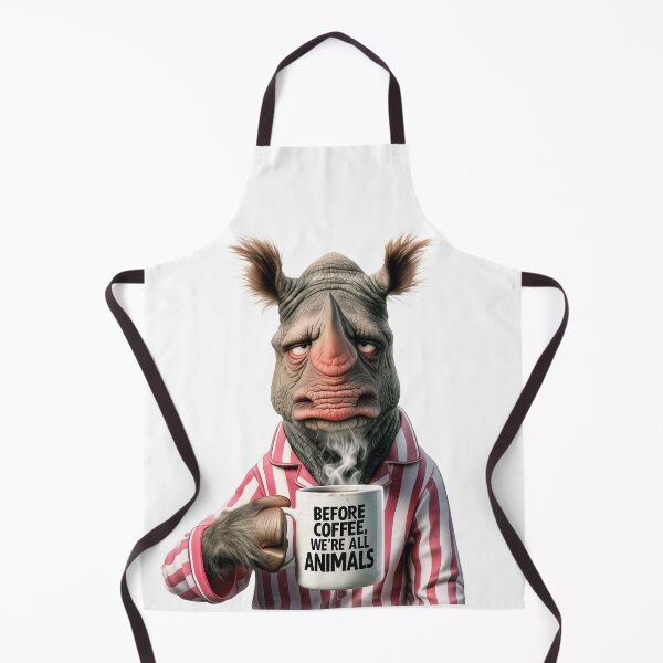 Item preview, Before Coffee We’re All Animals – Grumpy Rhinoceros designed and sold by AI-lineDesign.