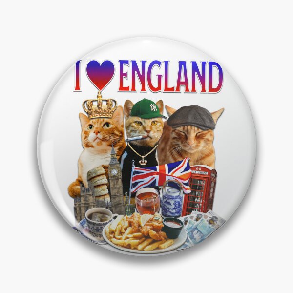 Item preview, I love England, I heart England funny ironic cursed gen z cat design orange cats uk flag London designed and sold by DisgustangCO.