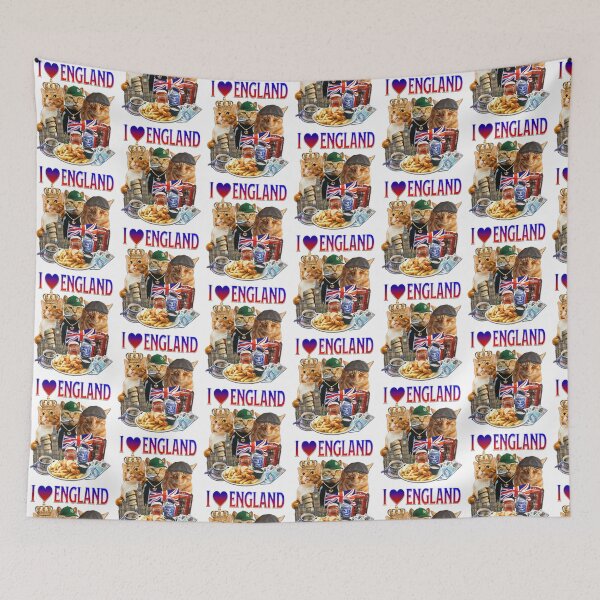 Item preview, I love England, I heart England funny ironic cursed gen z cat design orange cats uk flag London designed and sold by DisgustangCO.