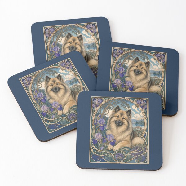 Item preview, Eurasier Dog Art Nouveau Iris Floral Design designed and sold by AntiqueImages.