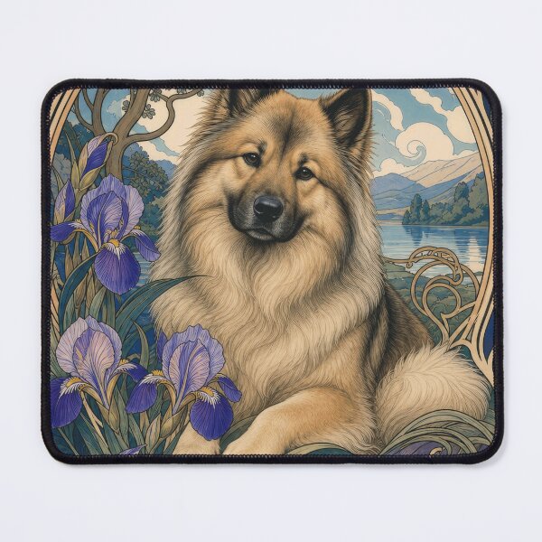 Item preview, Eurasier Dog Art Nouveau Iris Floral Design designed and sold by AntiqueImages.