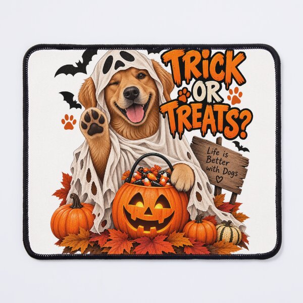 Item preview, Funny Halloween Dog – Trick or Treats Ghost Dog designed and sold by Nexavri Art.