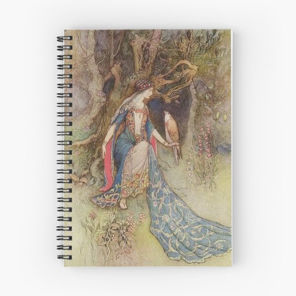 Item preview, Fairy Tale Wall Art, Lady and Hawk Vintage Fantasy Print, Warwick Goble Storybook Illustration designed and sold by RickE.