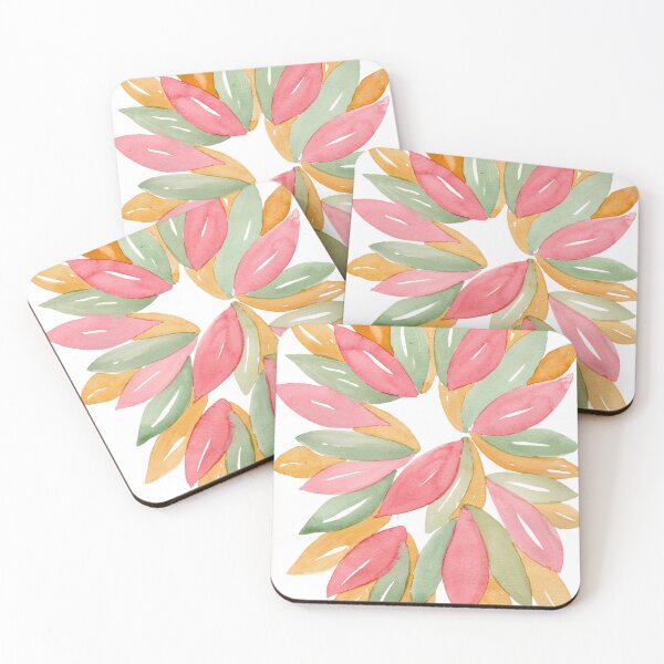 Item preview, Coral Sage and Ochre Watercolour Leaves designed and sold by ArithraStudio.