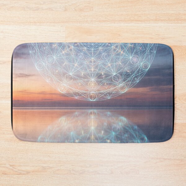 Artikelvorschau, Leuchtendes Mandala der heiligen Geometrie: Spiegelung im Sonnenuntergang über dem Meer | Monkeybusiness entworfen und verkauft von monkeybusiness.pt.