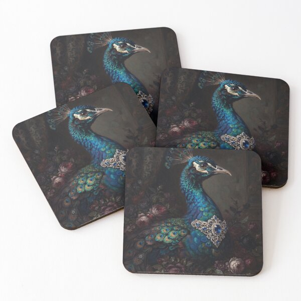 Item preview, Regal Peacock Portrait with Sapphire Brooch Jewelry designed and sold by Real Beast Art.