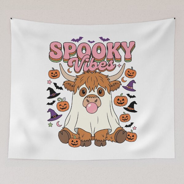 Item preview, Spooky Vibes Ghost Highland Cow Halloween designed and sold by KroghDs.