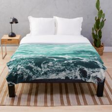 Blauer Ozean Sommer Strand Wellen Fleecedecke
