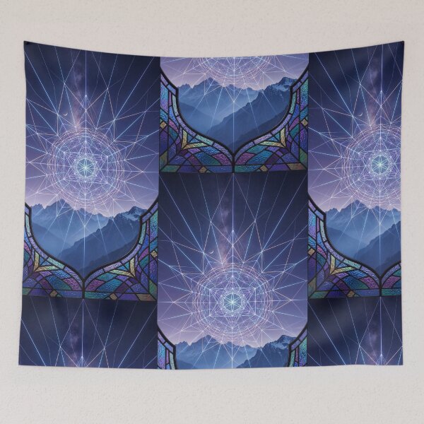 Item preview, Glowing Sacred Geometry Stained Glass Mountains | Monkeybusiness designed and sold by monkeybusiness.pt.