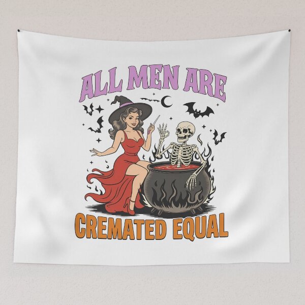 Item preview, All Men Are Cremated Equal Funny Halloween Witch designed and sold by KroghDs.