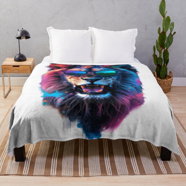 Item preview, Neon Lion With Sunglasses - Colorful Urban Wildlife Art designed and sold by DukeNiko.