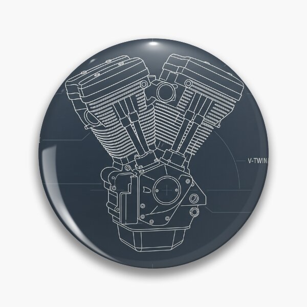 Item preview, V-Twin Engine Cylinder Blueprint Minimalist Biker T-Shirt designed and sold by ThrottleEcho.