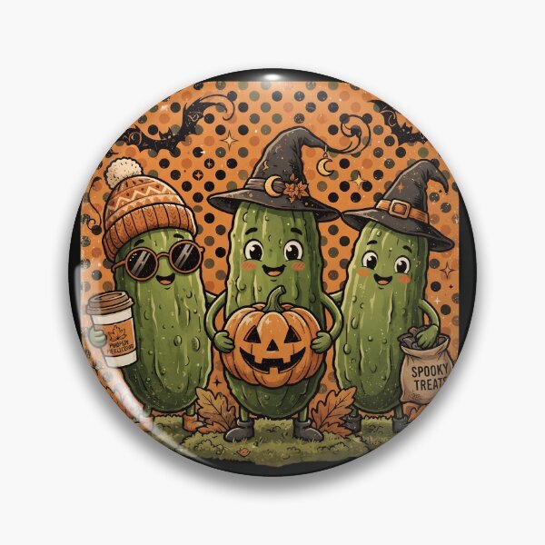 Item preview, Halloween Pickle Witches Cute Retro Art designed and sold by Basma Designs | Retro, Kawaii Shirts & Stickers.
