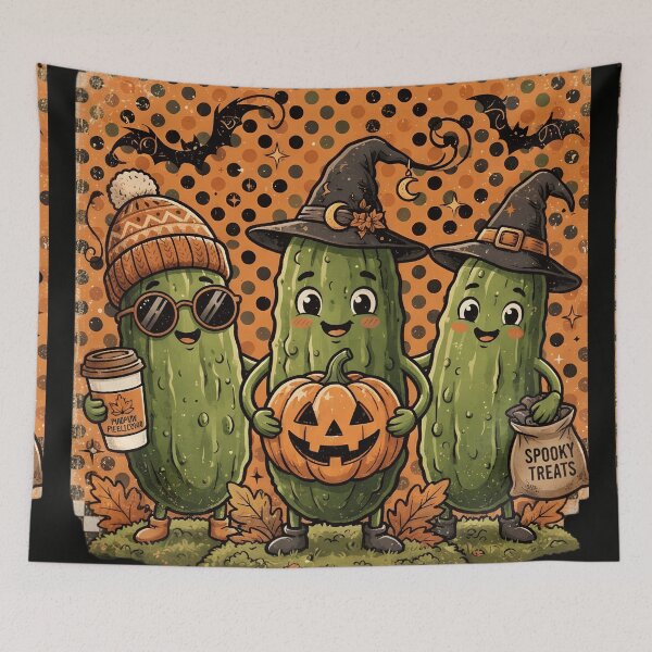 Item preview, Halloween Pickle Witches Cute Retro Art designed and sold by Basma Designs | Retro, Kawaii Shirts & Stickers.