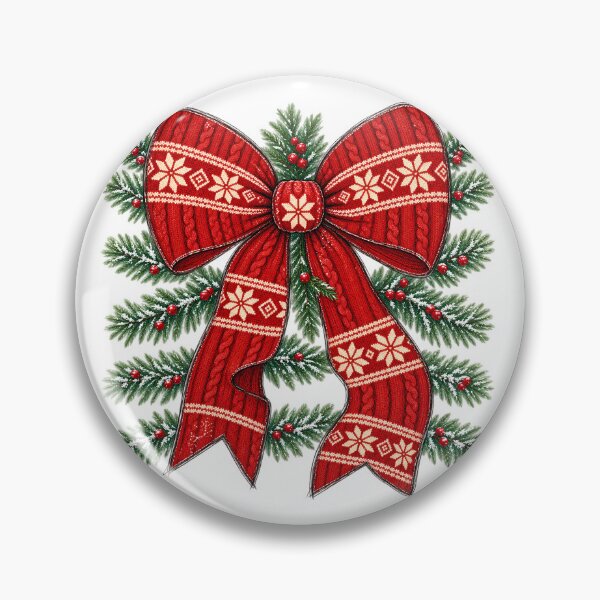 Item preview, Christmas Bow Red Knit Snowflake Design designed and sold by Vireltoo.