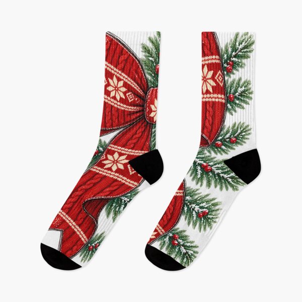 Item preview, Christmas Bow Red Knit Snowflake Design designed and sold by Vireltoo.