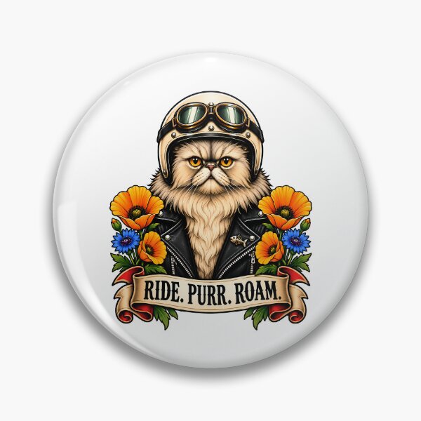 Aperçu de l'œuvre Ride Purr Roam Vintage Biker Cat Tattoo créée et vendue par Old's Cool Cat Studio.