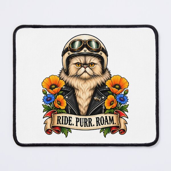 Item preview, Ride Purr Roam Vintage Biker Cat Tattoo designed and sold by Old's Cool Cat Studio.