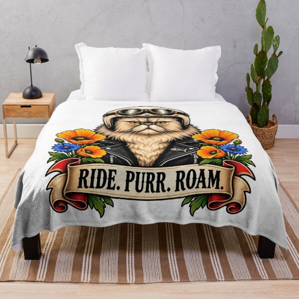 Item preview, Ride Purr Roam Vintage Biker Cat Tattoo designed and sold by Old's Cool Cat Studio.