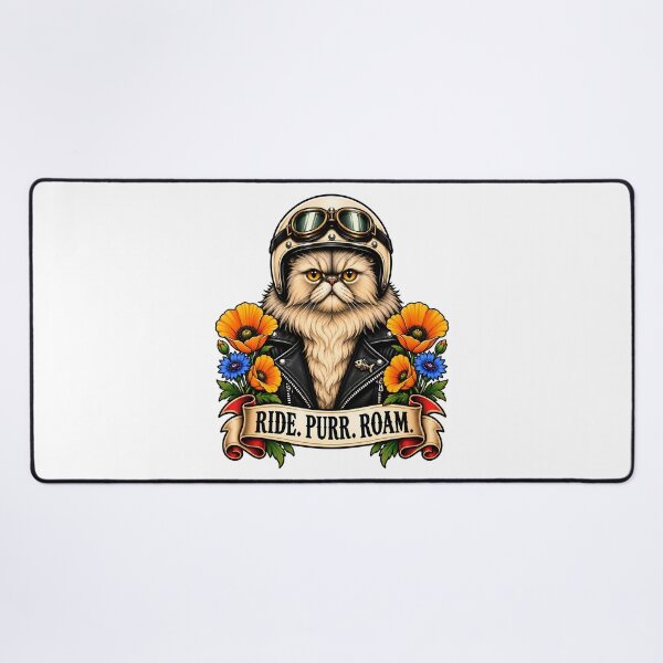 Item preview, Ride Purr Roam Vintage Biker Cat Tattoo designed and sold by Old's Cool Cat Studio.