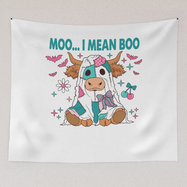 Item preview, Moo I Mean Boo Ghost Highland Cow Halloween designed and sold by KroghDs.