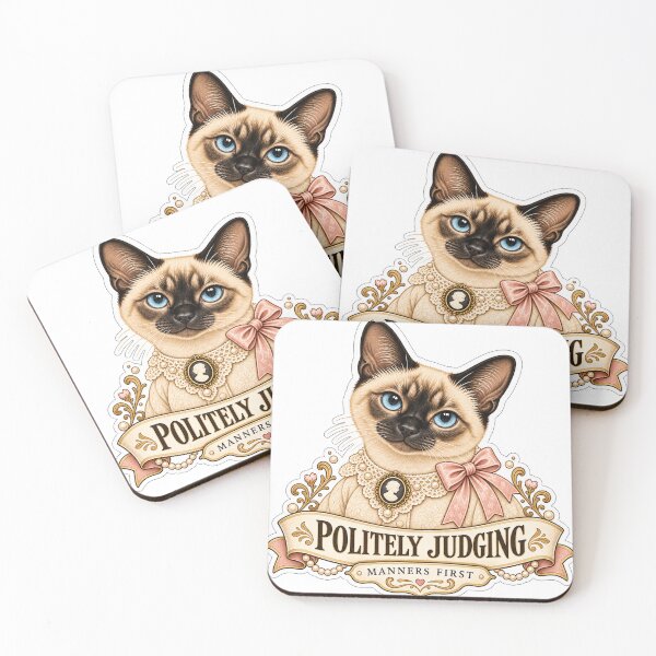 Item preview, Politely Judging – Siamese Cat Victorian Sticker designed and sold by ChicClicker.