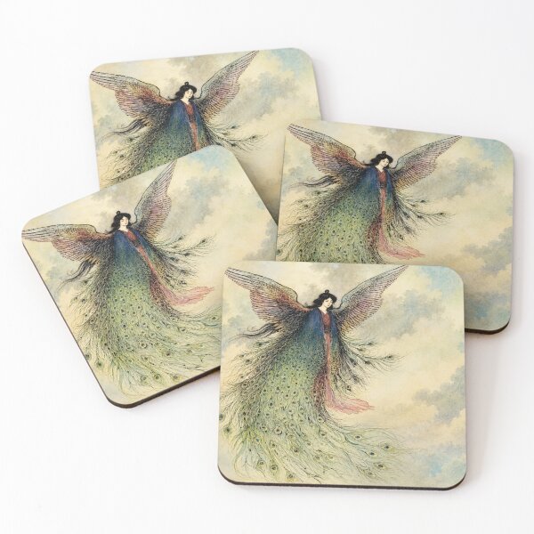 Item preview, Fairy Tale Wall Art, Peacock Fairy Print, Vintage Fantasy Illustration, Warwick Goble designed and sold by RickE.
