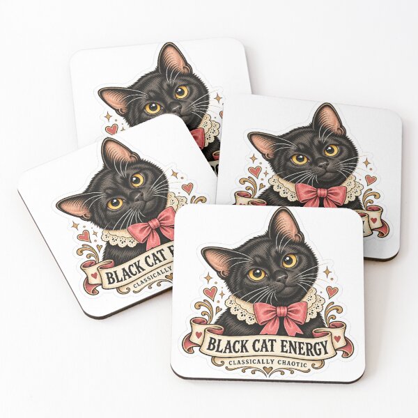 Item preview, Black Cat Energy – Classically Chaotic Cat Sticker designed and sold by ChicClicker.
