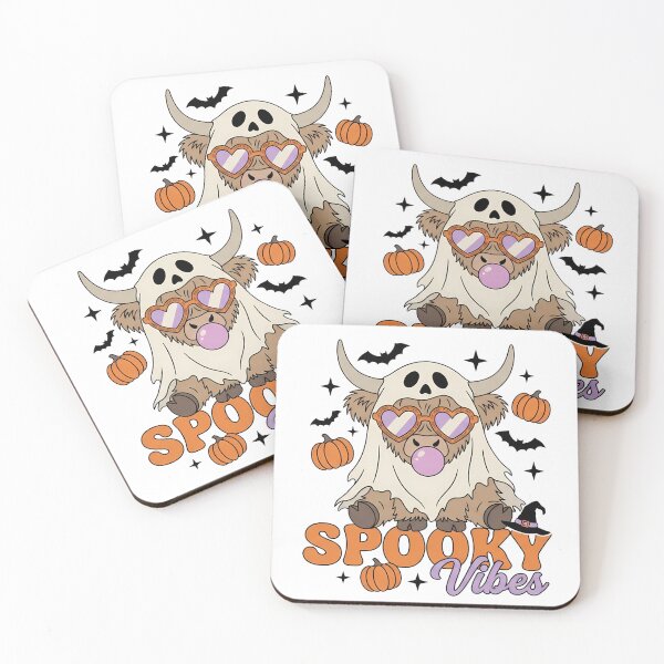 Item preview, Spooky Vibes Cute Ghost Highland Cow Halloween designed and sold by KroghDs.
