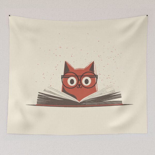 Item preview, Cat reading a book in glasses designed and sold by anytka.