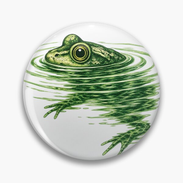 Item preview, Frog in Water – Vintage Green Frog Illustration designed and sold by Kristina Gale.