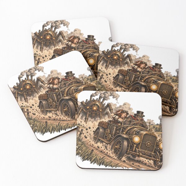 Item preview, Steampunk Car Chase – Mechanical Monster Pursuit designed and sold by RKWSHOP.