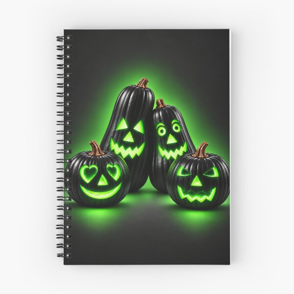 Item preview, Black Halloween Pumpkins with Neon Green Glow designed and sold by DansCreations42.