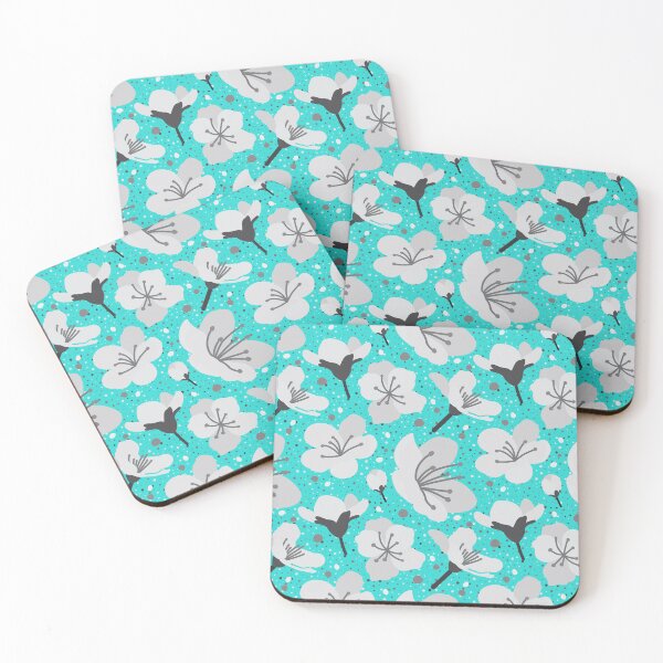 Item preview, Cute Turquoise Blue Gray Flowers and Dots Pattern  designed and sold by TackyTime.