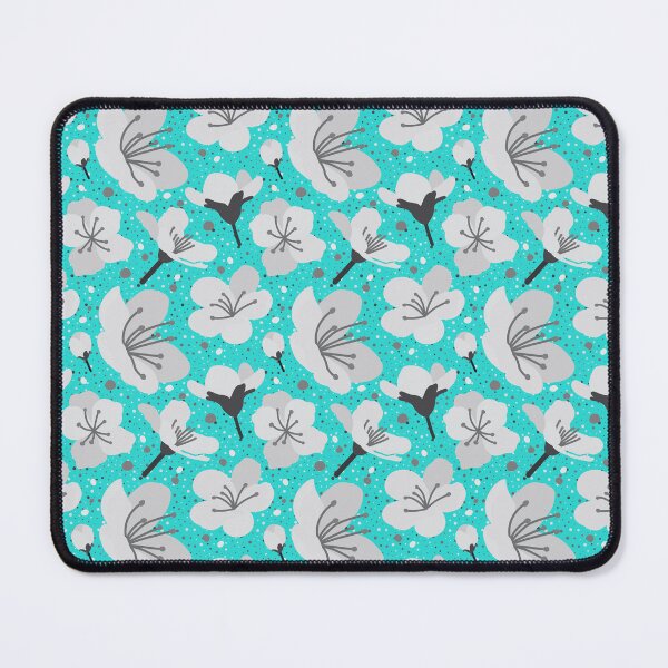 Item preview, Cute Turquoise Blue Gray Flowers and Dots Pattern  designed and sold by TackyTime.