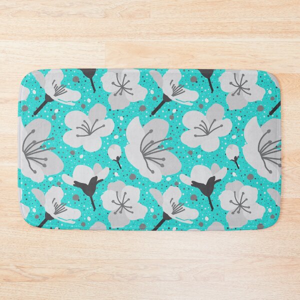 Item preview, Cute Turquoise Blue Gray Flowers and Dots Pattern  designed and sold by TackyTime.
