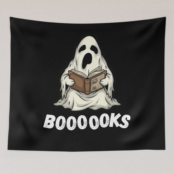 Item preview, Booooooks Spooky Halloween Ghost Reading Bookworm designed and sold by Jacob Zubek.