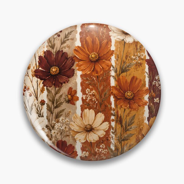 Item preview, Vertical Floral Stripes Vintage Autumn Cosmos Wildflower Brush Graphic designed and sold by PACS0011.