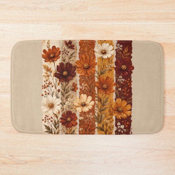 Item preview, Vertical Floral Stripes Vintage Autumn Cosmos Wildflower Brush Graphic designed and sold by PACS0011.