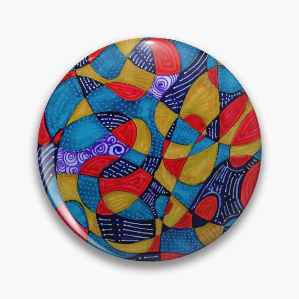 Item preview, Red Blue and Gold Maximalist Abstract Pattern designed and sold by ArithraStudio.