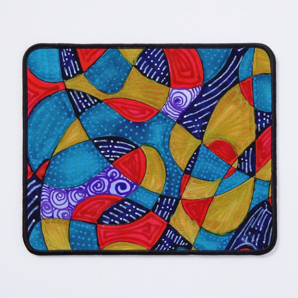 Item preview, Red Blue and Gold Maximalist Abstract Pattern designed and sold by ArithraStudio.