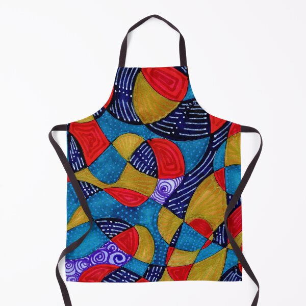 Item preview, Red Blue and Gold Maximalist Abstract Pattern designed and sold by ArithraStudio.