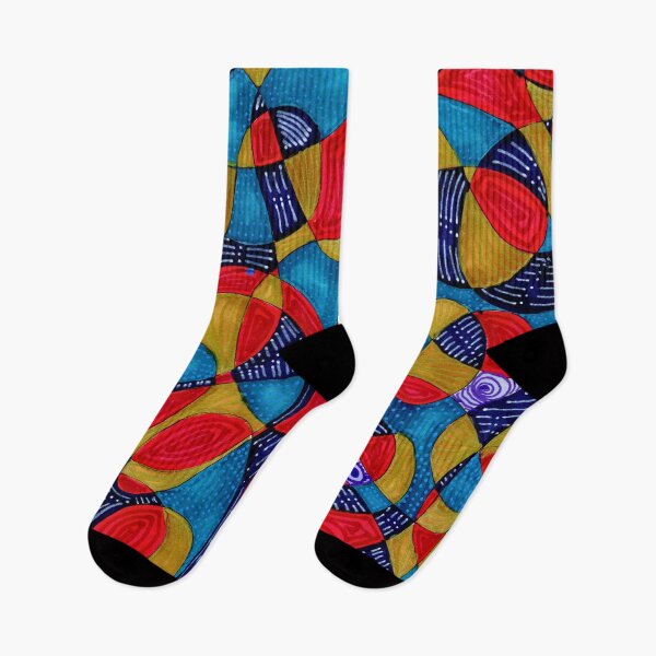 Item preview, Red Blue and Gold Maximalist Abstract Pattern designed and sold by ArithraStudio.