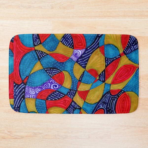 Item preview, Red Blue and Gold Maximalist Abstract Pattern designed and sold by ArithraStudio.