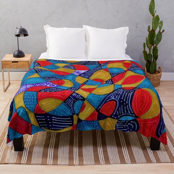 Item preview, Red Blue and Gold Maximalist Abstract Pattern designed and sold by ArithraStudio.