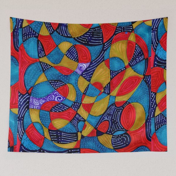 Item preview, Red Blue and Gold Maximalist Abstract Pattern designed and sold by ArithraStudio.
