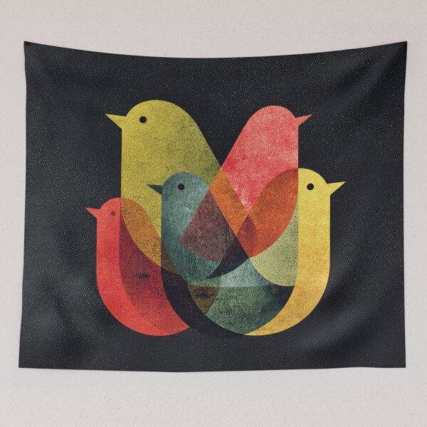 Item preview, Vibrant birds on dark bg designed and sold by anytka.