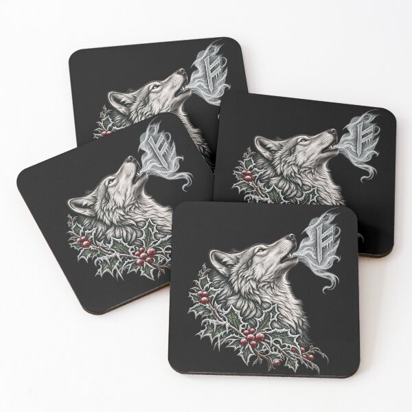 Item preview, Fehu in the Frost – Arctic Wolf Nordic Yule Engraving designed and sold by Anyshca.
