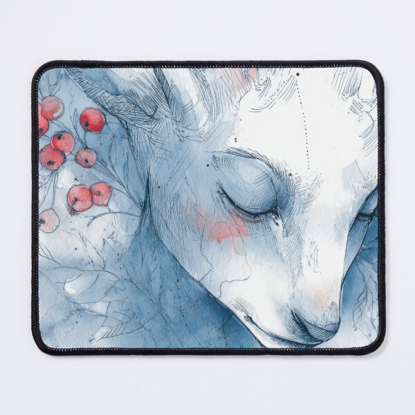 Item preview, Deer head surrounded by red berries designed and sold by anytka.